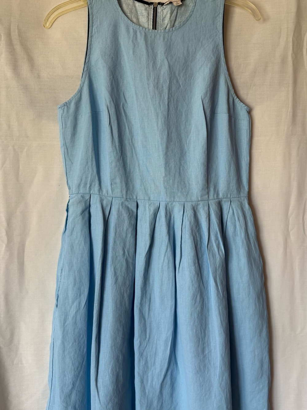 Gap Like New Blue Linen Cotton Mini Dress W/ Pockets Lined Size 6